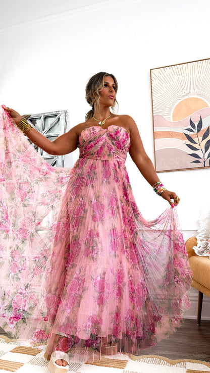 Garden Goddess Maxi Dress, Blush Pink