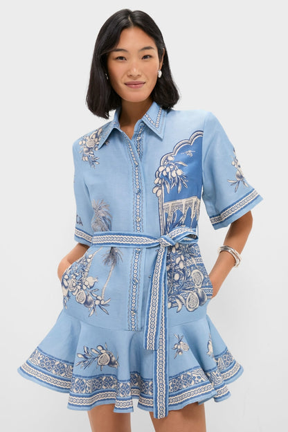 Blue Villa Romantica Mini Dress
