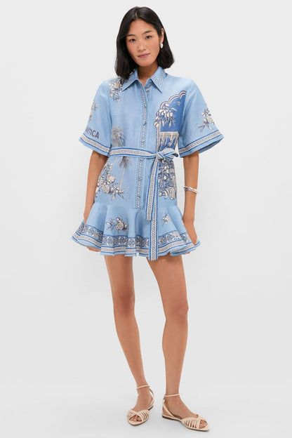 Blue Villa Romantica Mini Dress