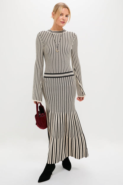 Black and Ivory Striped Maxi Dress