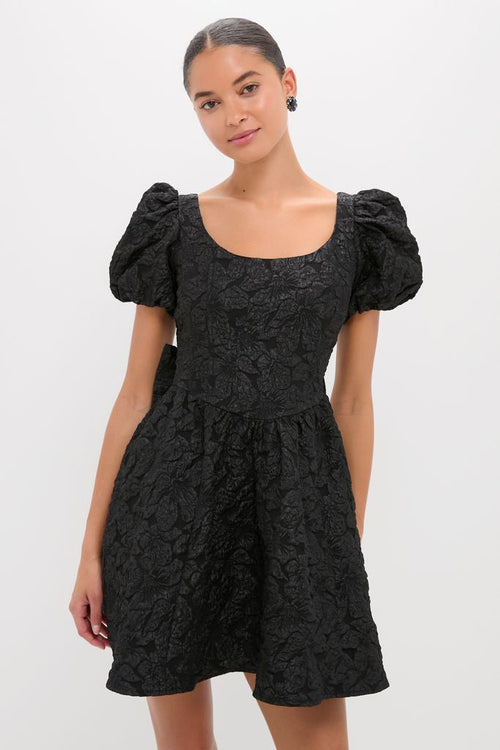 Black Jacquard Mini Dress