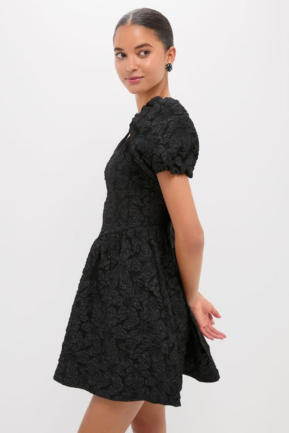 Black Jacquard Mini Dress