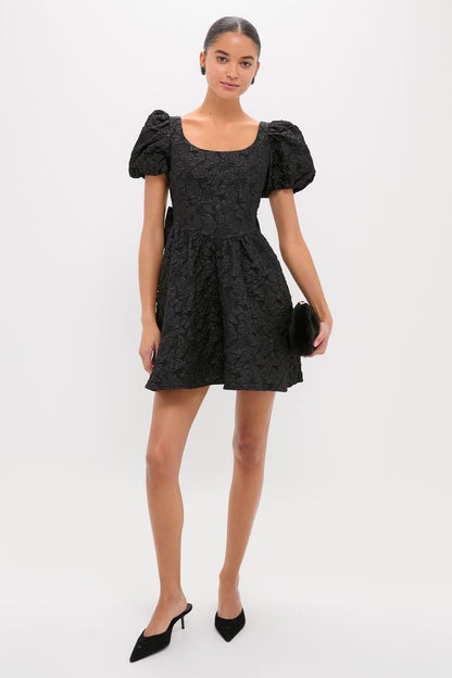 Black Jacquard Mini Dress
