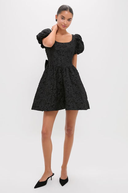 Black Jacquard Mini Dress