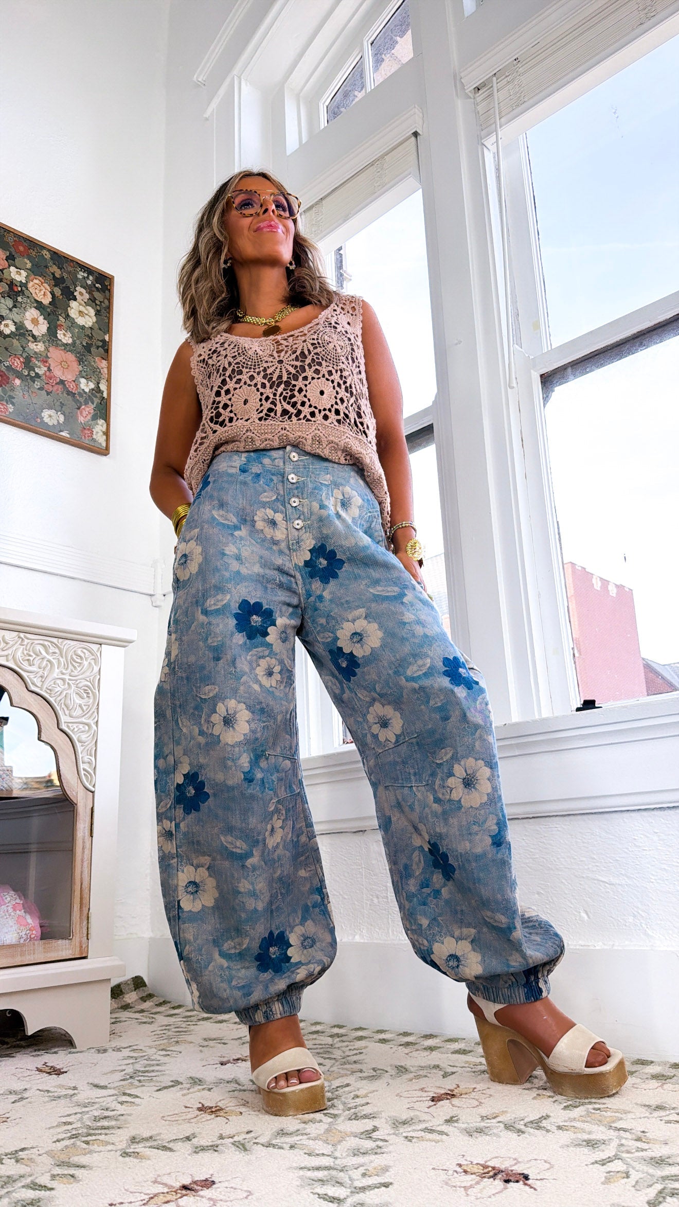 Pearl & Sky Jogger Pants, Navy Multi