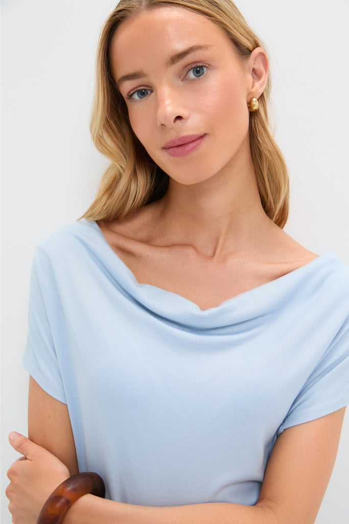 Blue Fog Faux Wrap Senna Dress