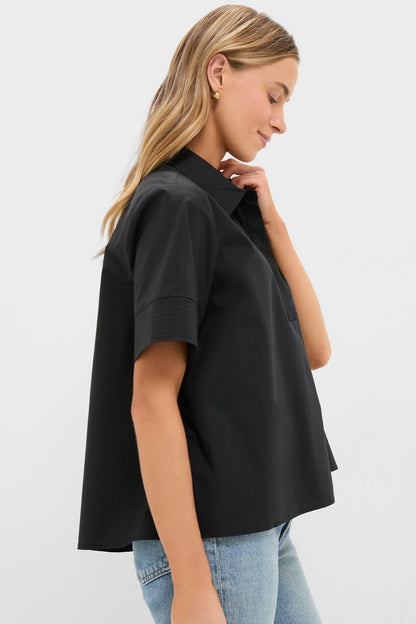 Black Cotton Adams Shirt