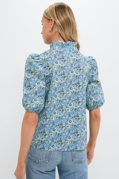 Blue Ditsy Floral Florence Blouse