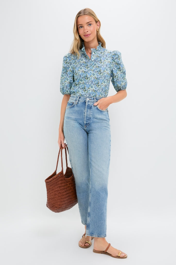 Blue Ditsy Floral Florence Blouse