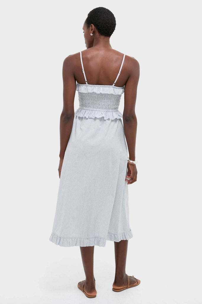 Blue and White Stripe Karine Midi Dress