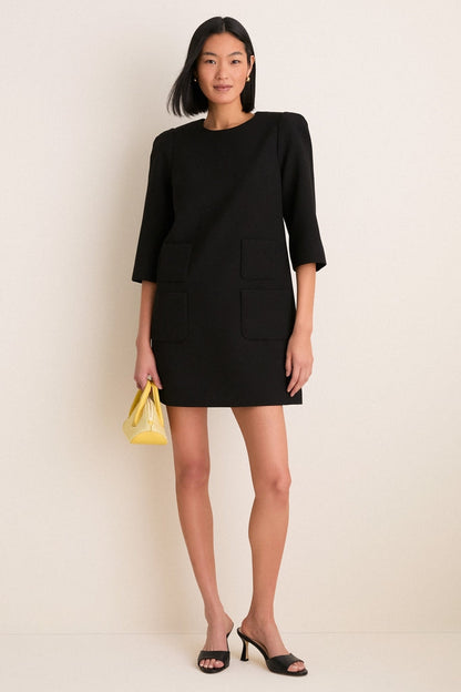Black Crepe Delphine Mini Dress