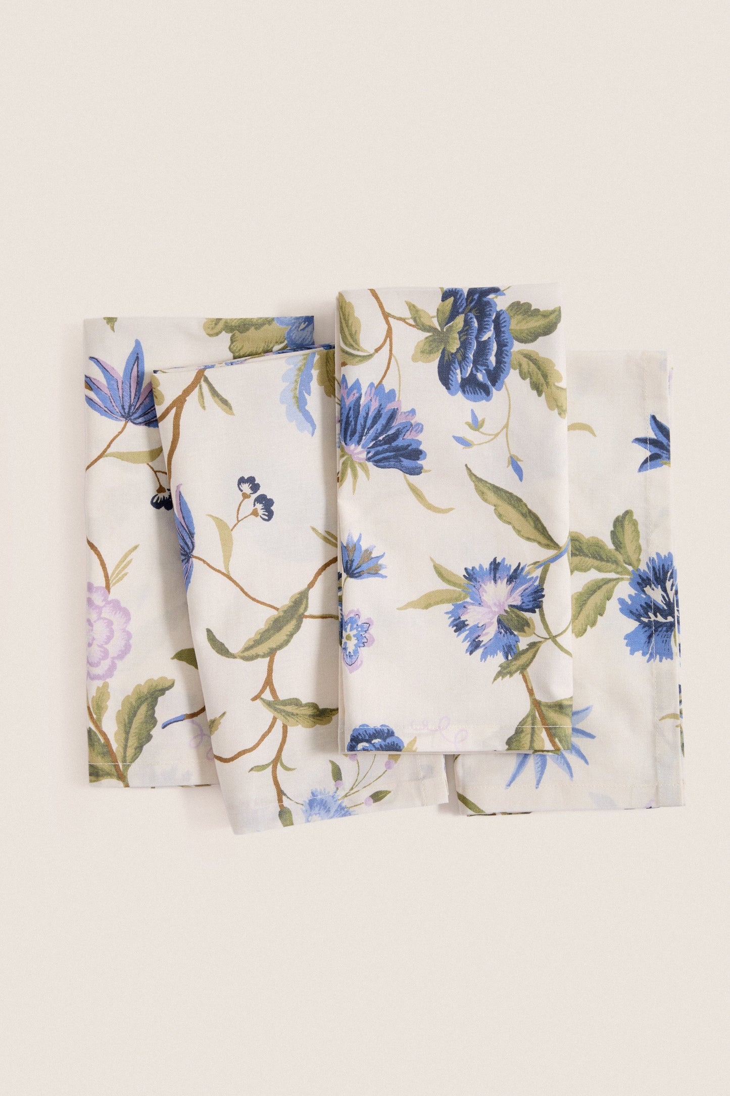 Blue and Lavender Blossom Printed Napkins Set of 4