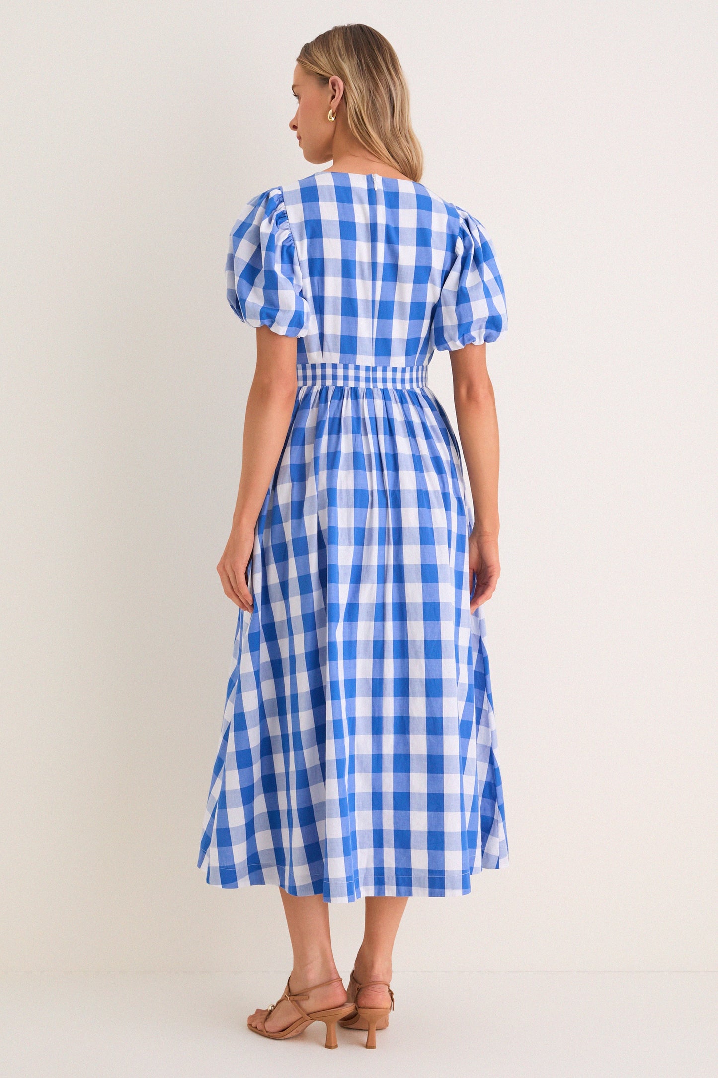 Blue Gingham Prim Maxi Dress
