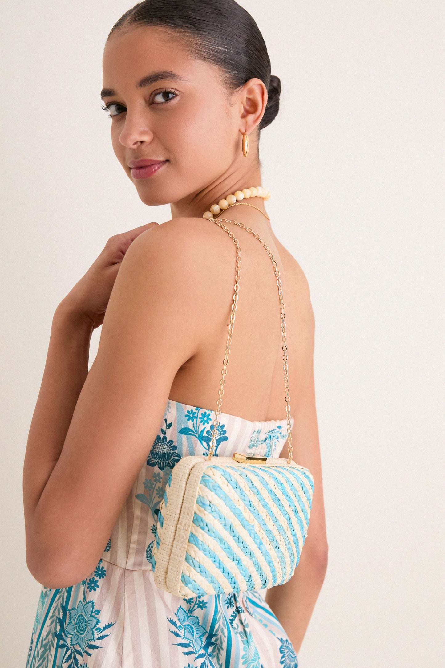 Blue and Natural Carmen Clutch