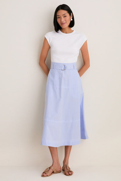 Blue and White Stripe Belmar Mixed Media Dress