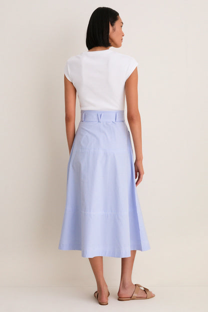 Blue and White Stripe Belmar Mixed Media Dress