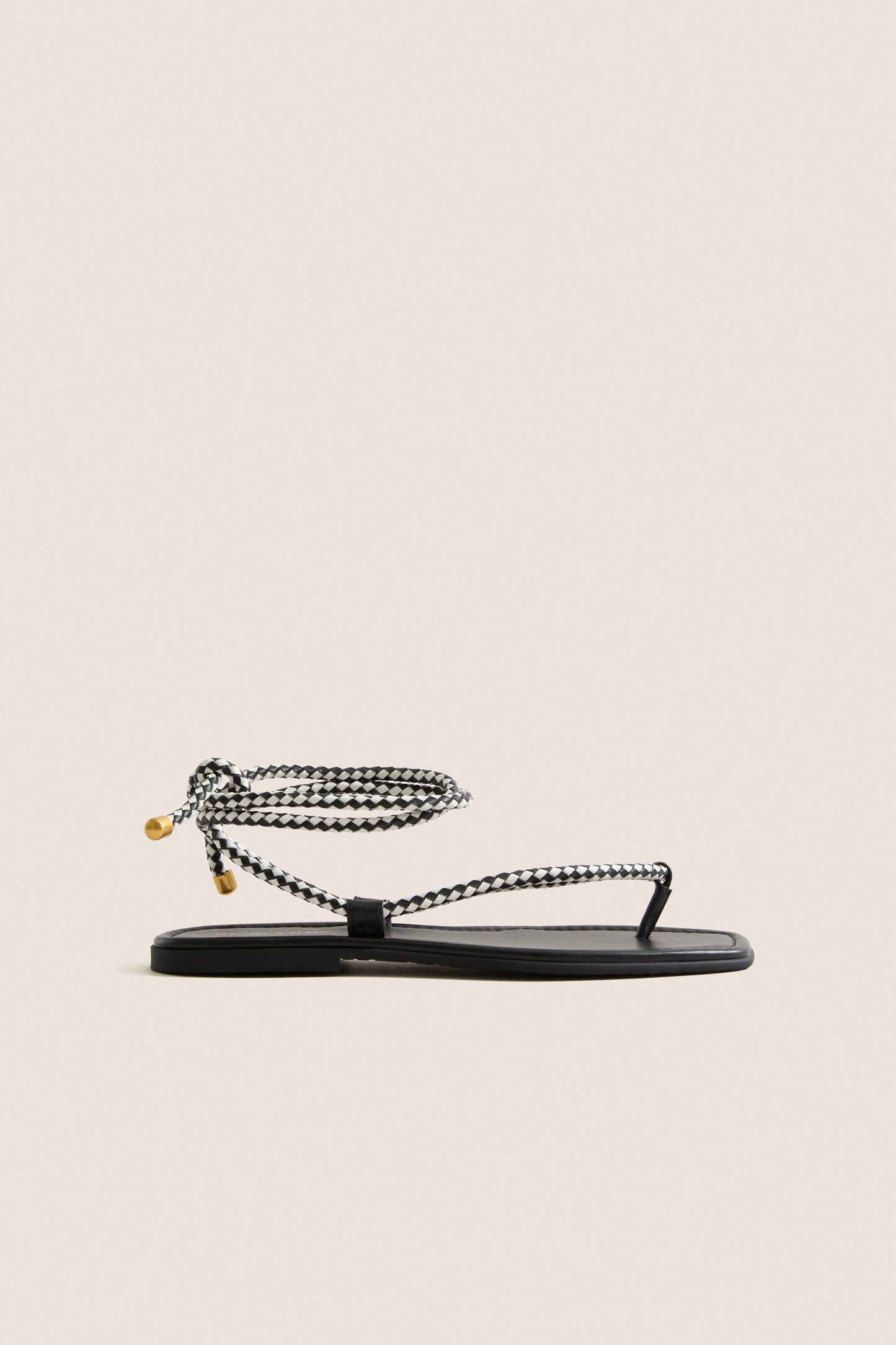 Black and Coconut Carmina Woven Cord Sandals