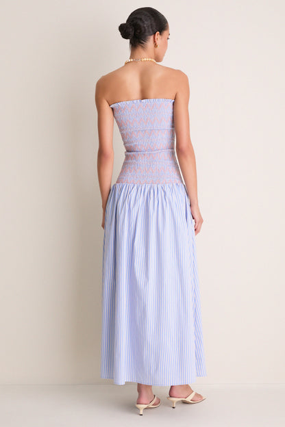 Blue Multi Eleni Smocked Midi Dress
