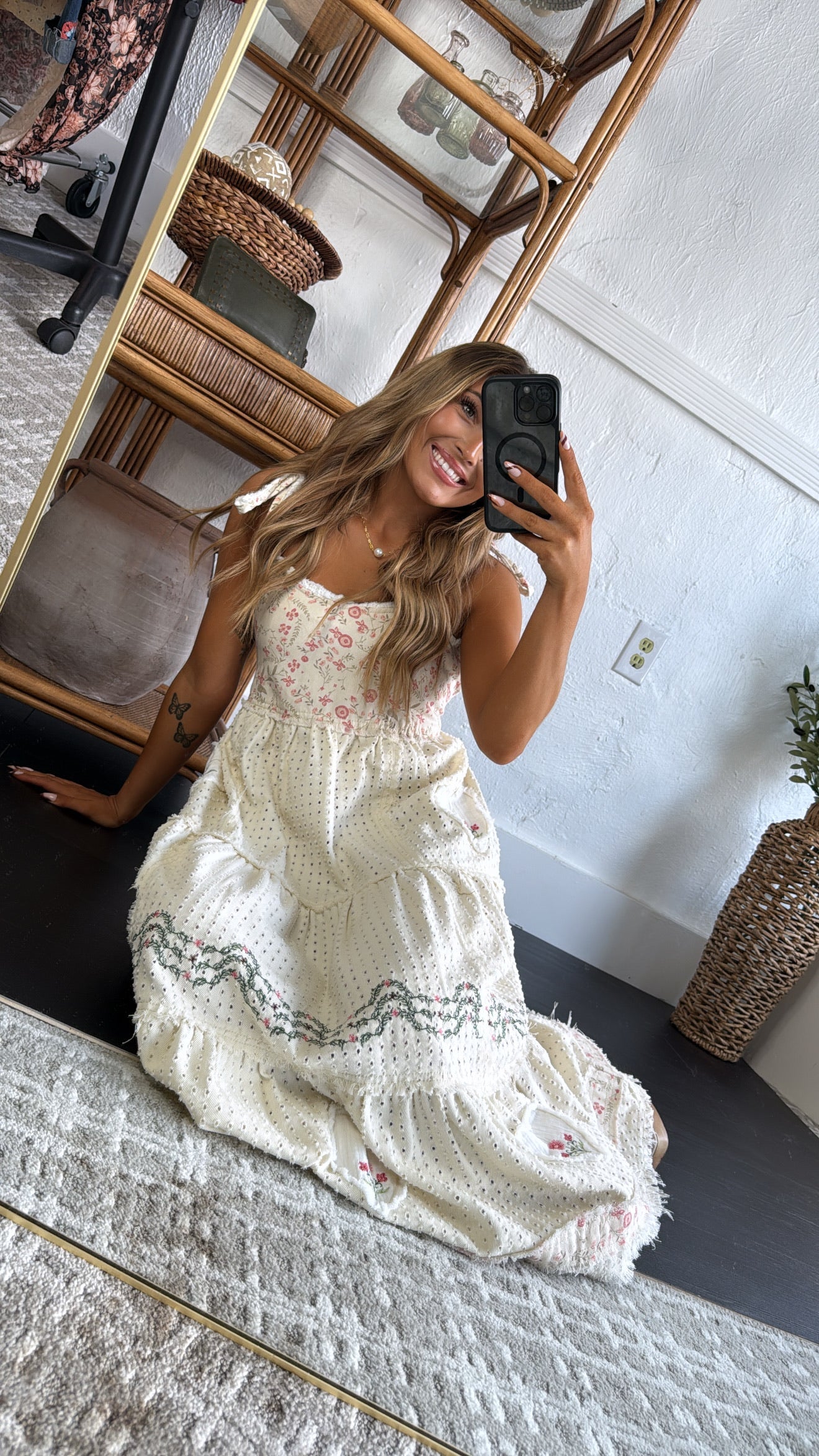 Fallin Florals Maxi Dress, Cream