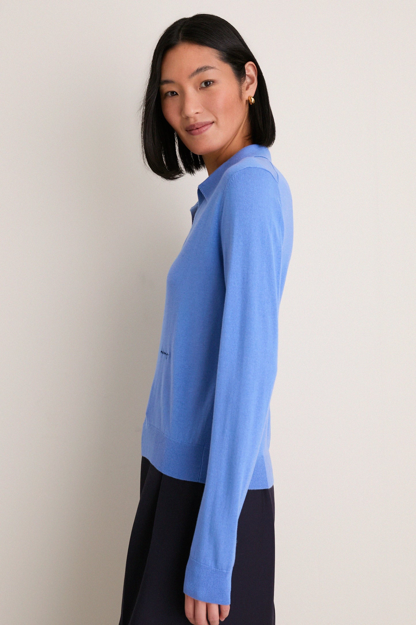 Allure Blue Cashmere Silk Theo Polo