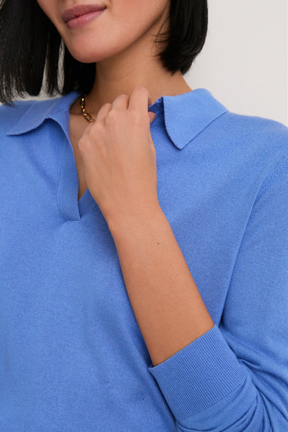 Allure Blue Cashmere Silk Theo Polo