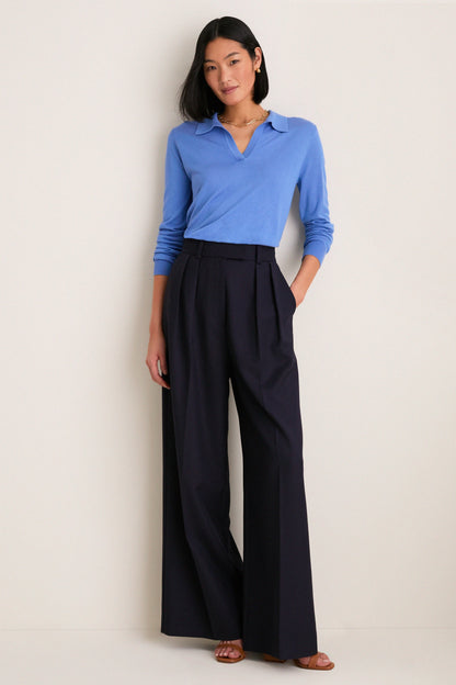 Allure Blue Cashmere Silk Theo Polo
