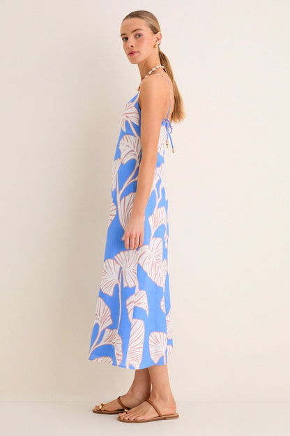 Blue and Ivory Ilana Midi Dress