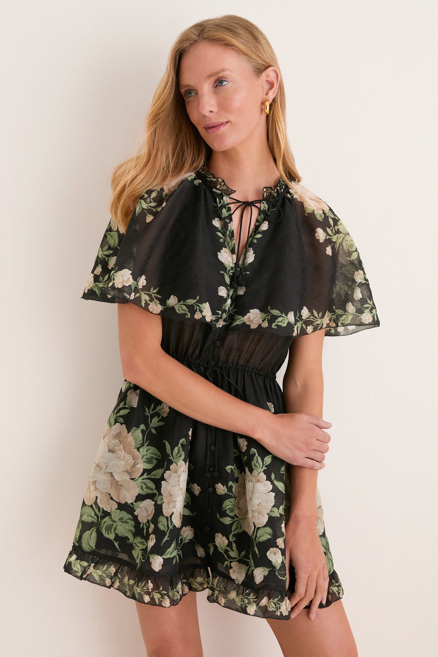Black Christina Print Mini Dress