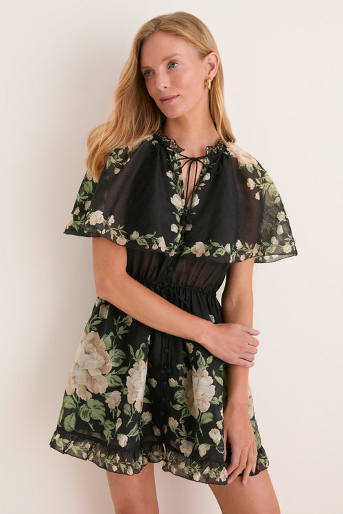 Black Christina Print Mini Dress