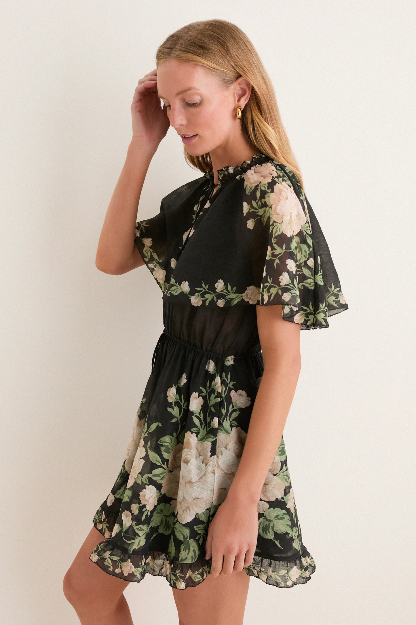 Black Christina Print Mini Dress