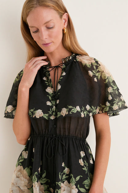 Black Christina Print Mini Dress