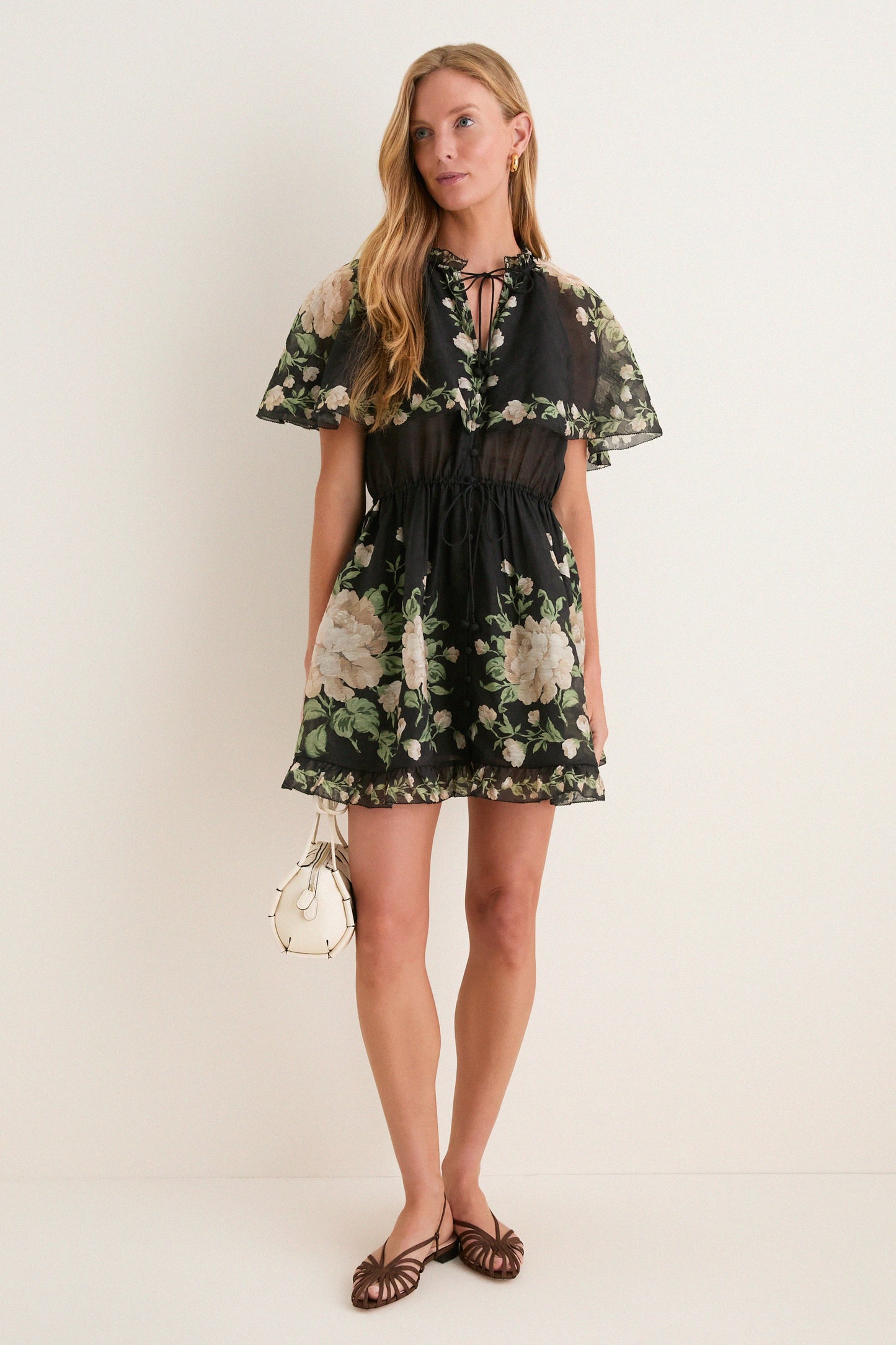 Black Christina Print Mini Dress