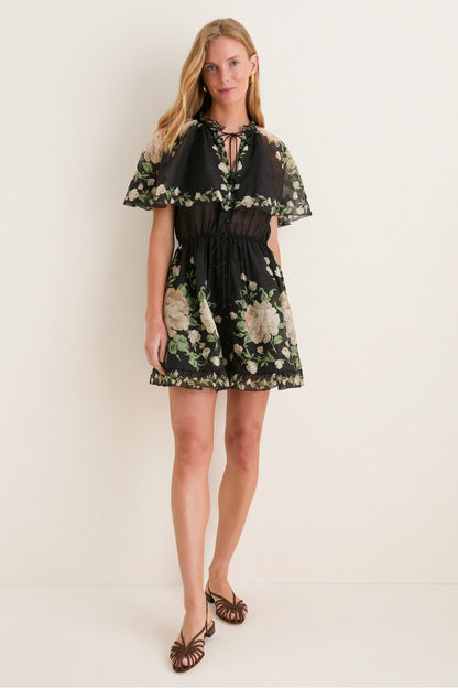 Black Christina Print Mini Dress