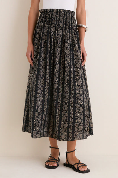 Black and Cream Token Floral Canary Skirt