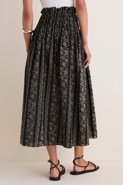 Black and Cream Token Floral Canary Skirt