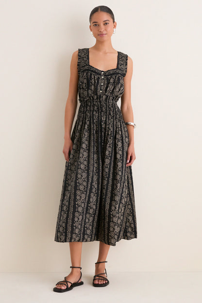 Black and Cream Token Floral Canary Skirt