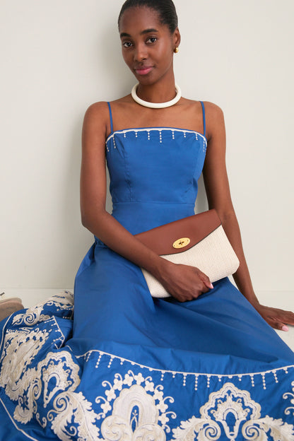 Azure Embroidered Cotton Rhea Maxi Dress