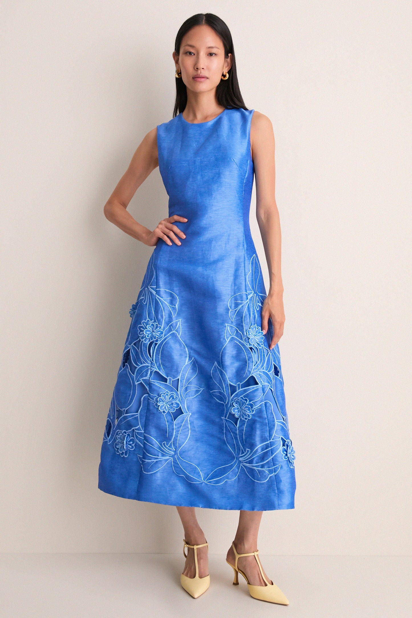 Azure Cleo Applique Midi Dress