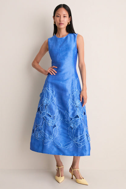 Azure Cleo Applique Midi Dress