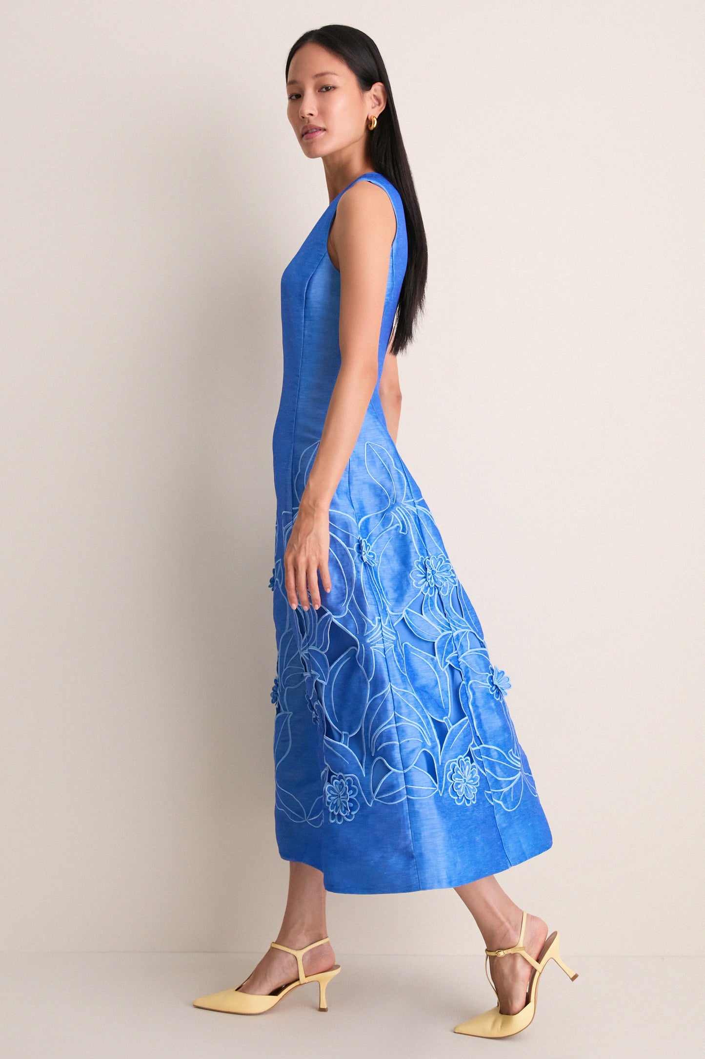 Azure Cleo Applique Midi Dress