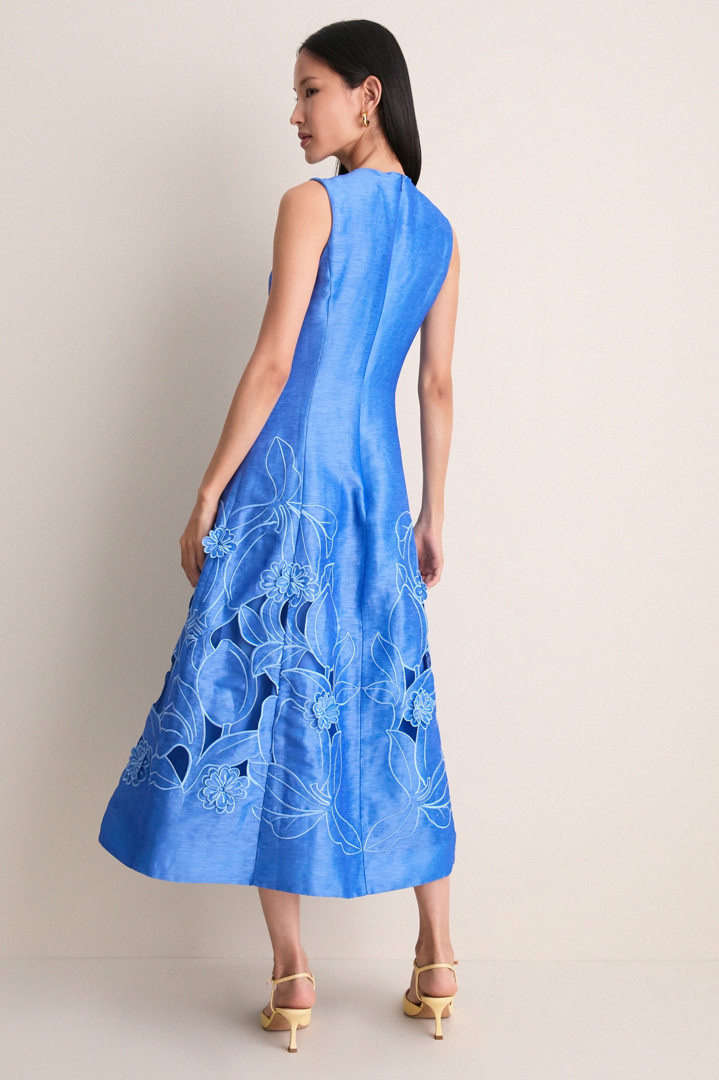 Azure Cleo Applique Midi Dress