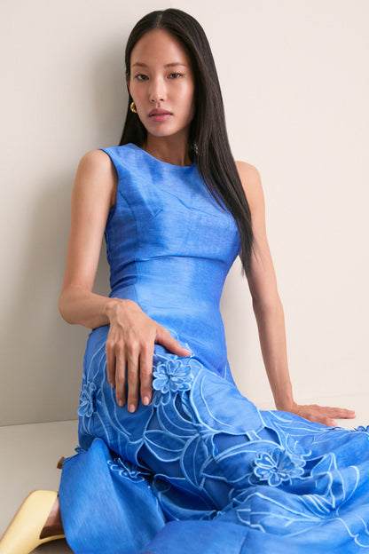Azure Cleo Applique Midi Dress