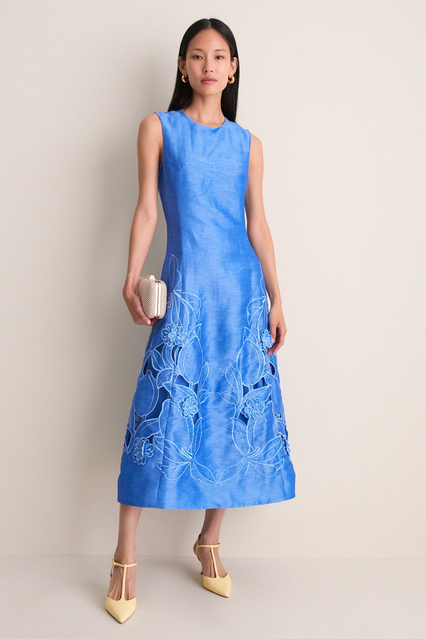 Azure Cleo Applique Midi Dress