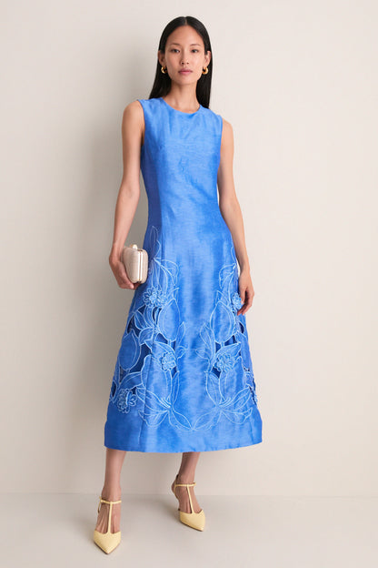 Azure Cleo Applique Midi Dress