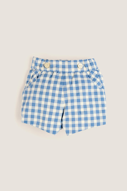 Blue Gingham Elasticated Shorts