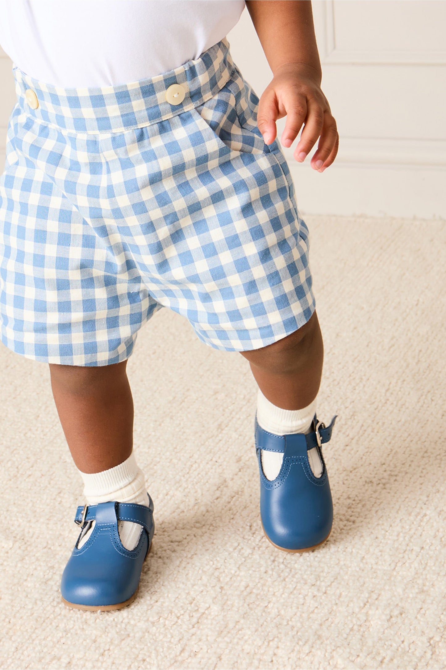 Blue Gingham Elasticated Shorts