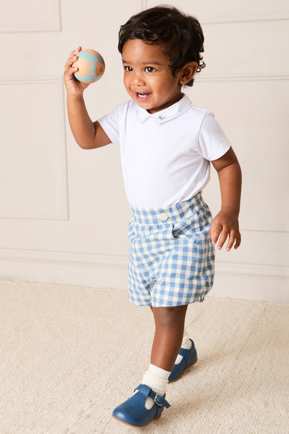 Blue Gingham Elasticated Shorts