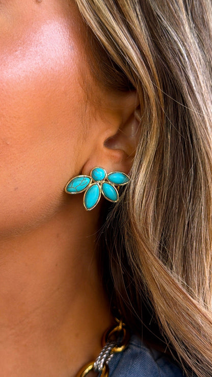 Half Turquoise Flower Gold
