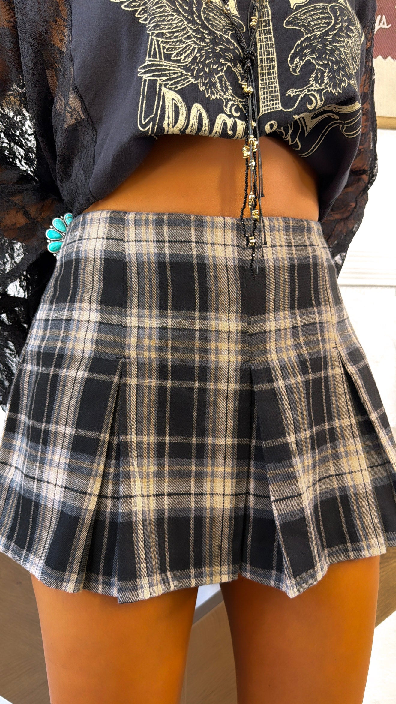 Plaidwood Skort, Black