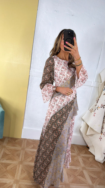 Boho Bloom Floral Print Chiffon Maxi Dress